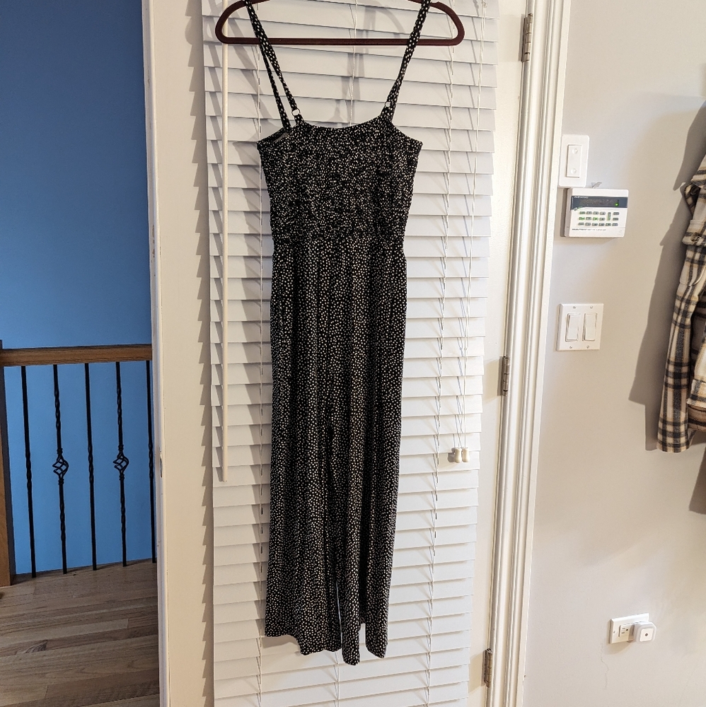 black and white polka dot romper